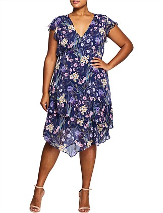 BOTANICAL FLORAL MIDI TIERED DRESS