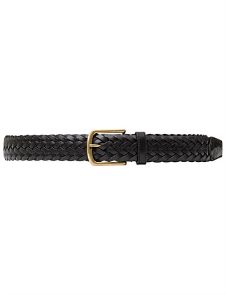 BLACK BRAIDED LEATHER BELT