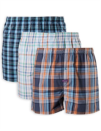 Harmony Check Yarn Dyed Cotton Boxer 3 pack