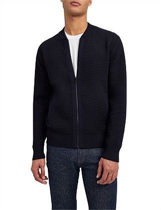 QUILT JACQUARD KNIT BOMBER