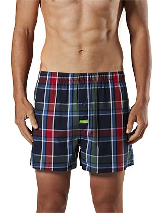 Deep Water Check Bamboo Blend Yarn Dyed Woven Boxer