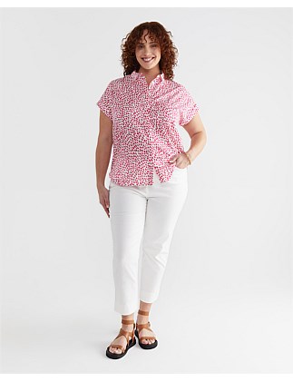 DASHED SHORT SLEEVE LILY VOILE SHIRT