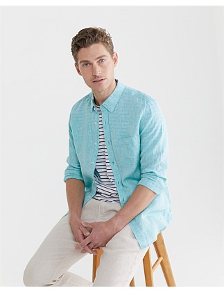 Yarn dyed Long Sleeve Linen Shirt