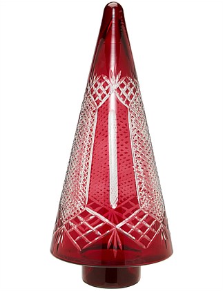 39CM RED ETCHED GLASS CHRISTMAS TREE