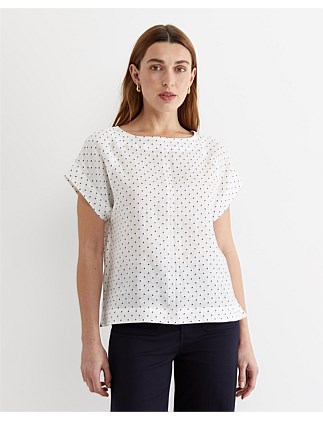 ALLEGRA SPOT LINEN TOP