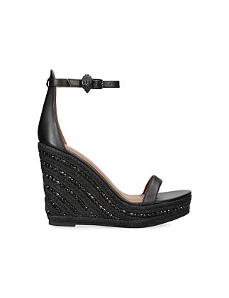 SHOREDITCH WEDGE BLACK LEATHER WEDGES