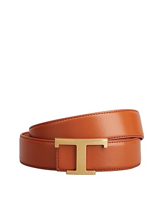 T TIMELESS REVERSIBLE BELT IN LEATHER