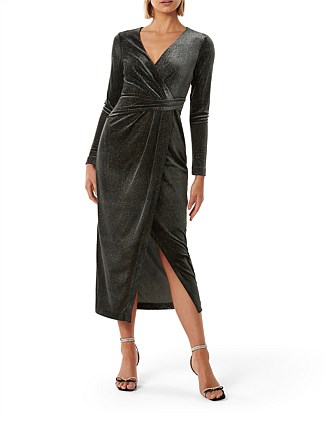 AVA WRAP GLITTER VELVET MIDI D