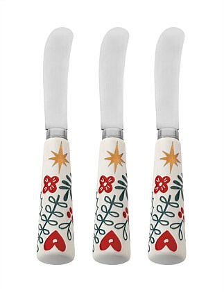 Nutcracker New Bone China Set of 3 Pate Knives