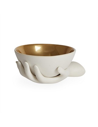 Eve Accent Bowl - White/Gold Interior