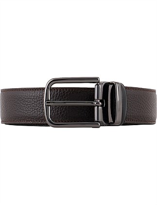 MEN'S RECTANGULAR BUCKLE PEBBLE GRAIN BELT