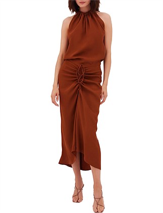 CINNAMON CREPE MAJORCA DRESS