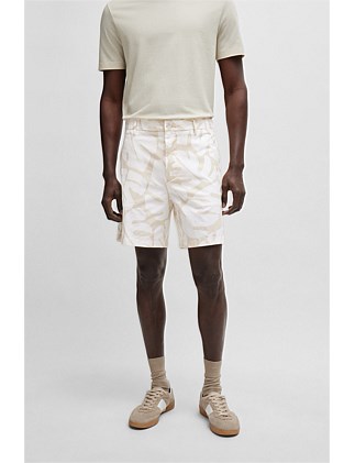 Printed regular-fit shorts in stretch-cotton twill