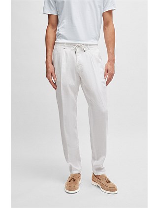 Slim-fit trousers in linen with tie waist