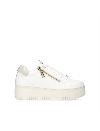 LESLIE SIDE ZIP WHITE VEGAN SNEAKERS