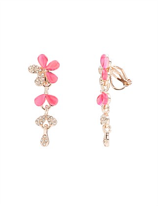 FLORAL DROP CLIP ON EARRINGS