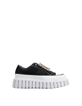 VIV' GO-THICK STRASS BUCKLE SLIP-ON SNEAKERS IN CANVAS