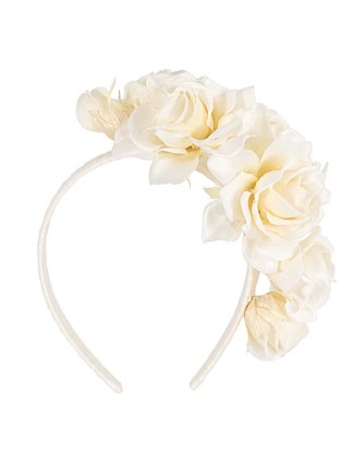 Small silk cream flower headband