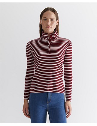 LUCY STRIPE FUNNEL NECK TOP