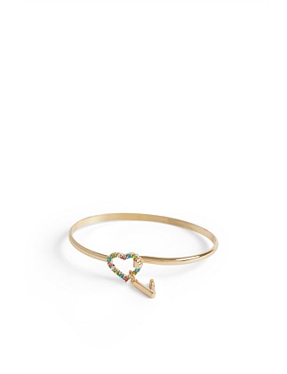 RAINBOW HEART INITIAL BANGLE