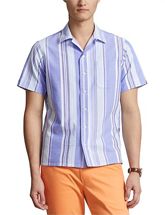 Classic Fit Striped Oxford Camp Shirt