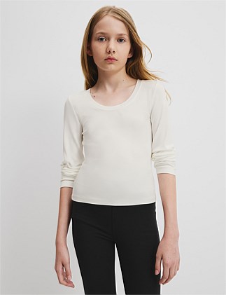 Teen Rib Crop Long Sleeve T-Shirt