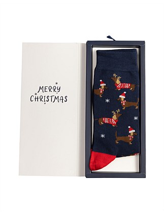 MENS XMAS DASH BAMBOO SOCK CARD