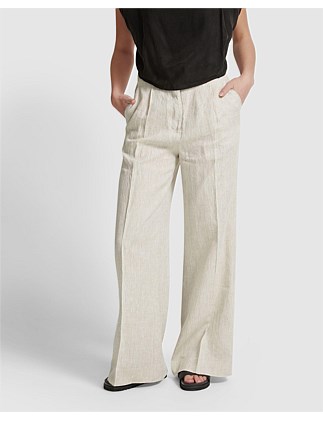 Sage Linen Wide Leg Pants In Brown Light