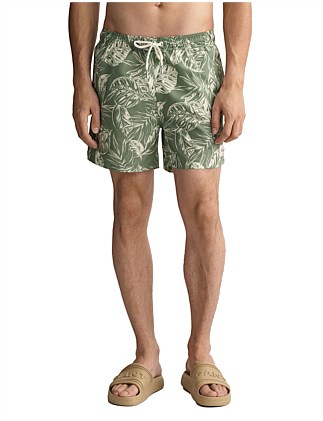 TROPICAL LEAVES PRINT SWIM SHORTS