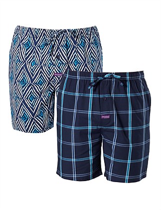 Men's Painted Diamond Cotton Sleep Shorts 2 Pack