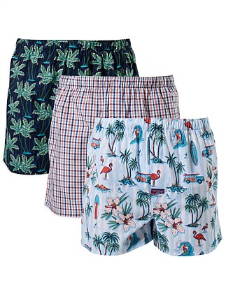 Men's Hawaiian Charm Cotton Boxer Shorts 3 Pack