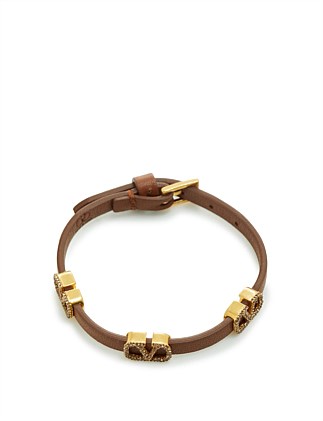 VLOGO SIGNATURE STRASS LEATHER BRACELET