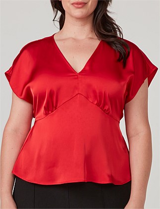 RETREAT SATIN V-NECK BLOUSE