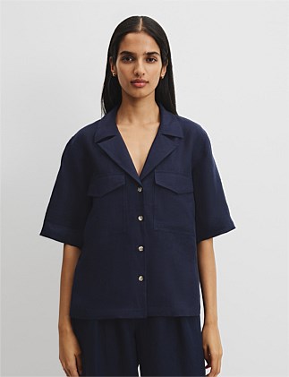 Organically Grown Linen Pocket Detail Shirt