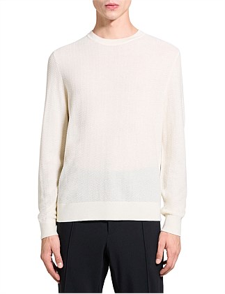 TEXTURED WOOL CREW NECK PULL OVER