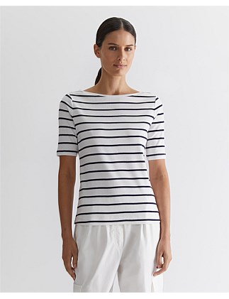 HEIDI BOAT NECK HALF SLEEVE TEE