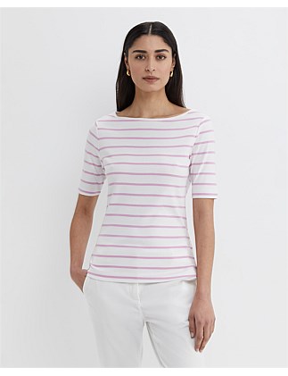 HEIDI BOAT NECK HALF SLEEVE TEE