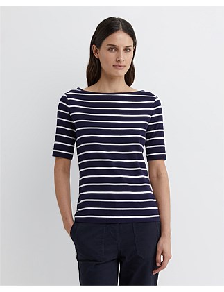 HEIDI BOAT NECK HALF SLEEVE TEE