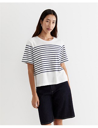 BRITTA CROPPED STRIPE TEE