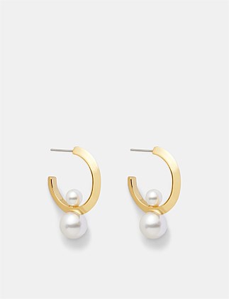 The Edge Pearl Hoop Earrings