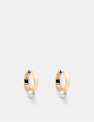 The Edge Pearl Huggie Hoop Earrings