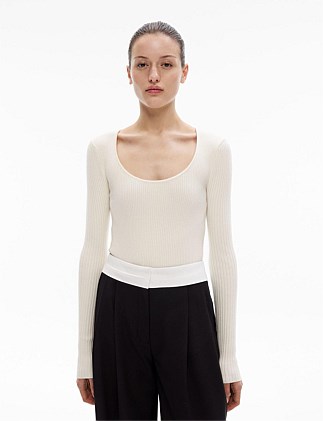 Scoop Neck Long Sleeve Knit