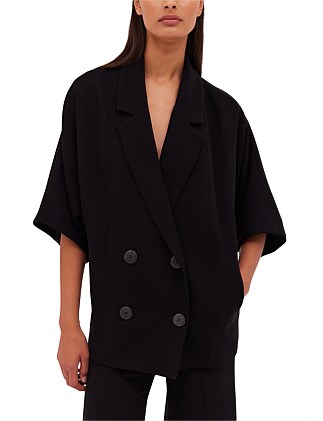 BLACK CREPE ARBUS COAT