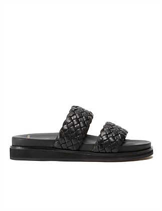 MALONE BLACK WEAVE SLIDE SANDAL