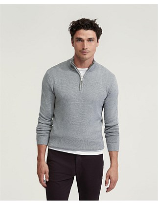 ROBERT ZIP NECK COTTON KNIT