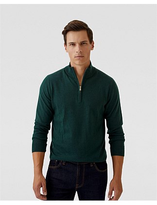 ZIP NECK MERINO WOOL KNIT