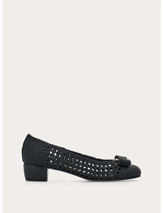 WOVEN VARA BOW PUMP SHOE