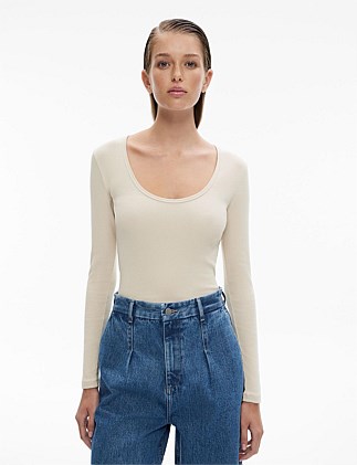 Scoop Rib Long Sleeve Top