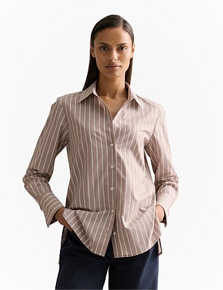 Cotton Poplin Striped Monogram Shirt