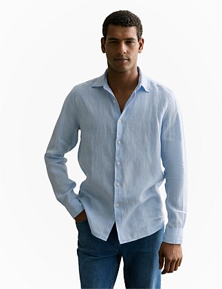 Tailored Fit Delave Linen Long Sleeved Shirt